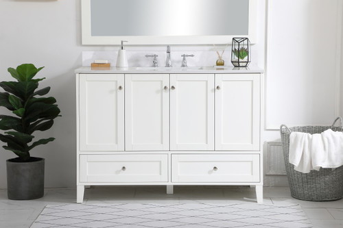 Elegant Decor VF18048WH-BS 48 inch Single Bathroom Vanity in White with Backsplash