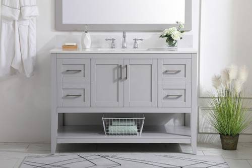 Elegant Decor VF16048GR-BS 48 inch Single Bathroom Vanity in Grey with Backsplash