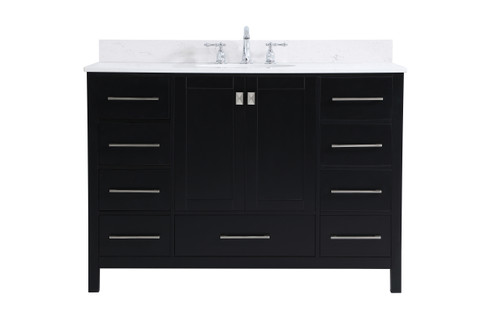 Elegant Decor VF18848BK-BS 48 inch Single Bathroom Vanity in Black with Backsplash