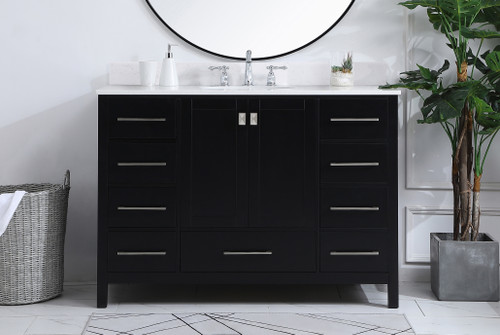 Elegant Decor VF18848BK-BS 48 inch Single Bathroom Vanity in Black with Backsplash