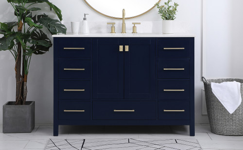 Elegant Decor VF18848BL-BS 48 inch Single Bathroom Vanity in Blue with Backsplash