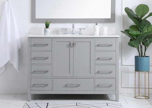 Elegant Decor VF18848GR-BS 48 inch Single Bathroom Vanity in Gray with Backsplash
