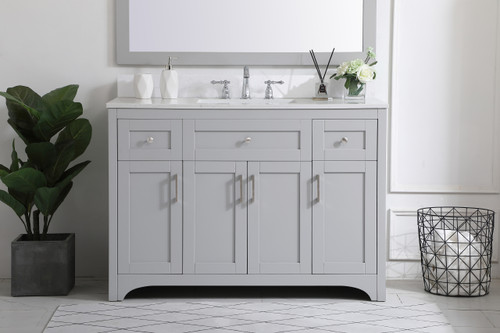 Elegant Decor VF17048GR-BS 48 inch Single Bathroom Vanity in Grey with Backsplash