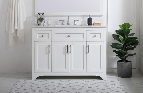 Elegant Decor VF17048WH-BS 48 inch Single Bathroom Vanity in White with Backsplash