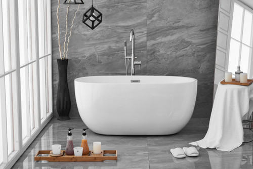 Elegant Decor BT10754GW 54 inch soaking roll top bathtub in glossy white