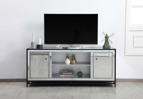 Elegant Décor MF701BK James 60 in. mirrored tv stand in black