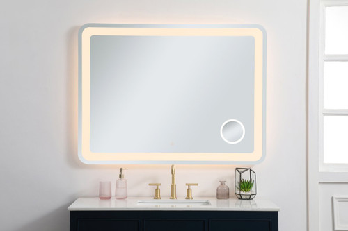 Elegant Décor MRE53648 Lux 36in x 48in Hardwired LED mirror with magnifier and color changing temperature 3000K/4200K/6400K