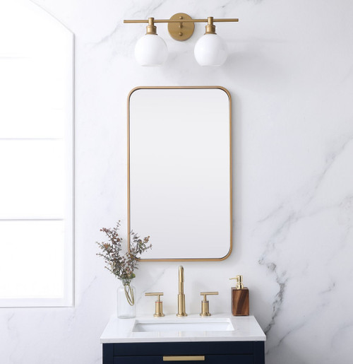 Elegant Decor MR801830BR Soft corner metal rectangular mirror 18x30 inch in Brass