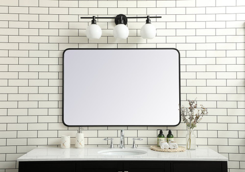 Elegant Decor MR802842BK Soft corner metal rectangular mirror 28x42 inch in Black