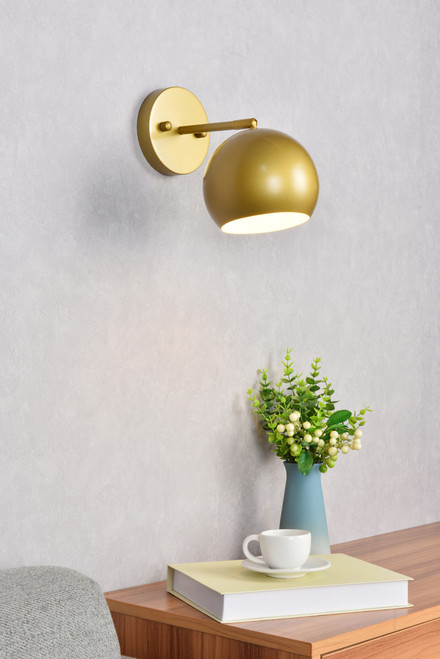 Living District LD2355BR Othello 1 light brass wall sconce