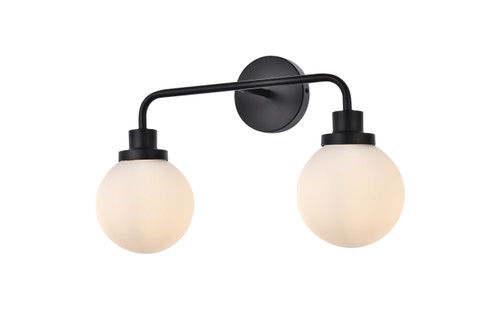 Living Disrict LD7032W19BK Hanson 2 lights bath sconce in black with frosted shade