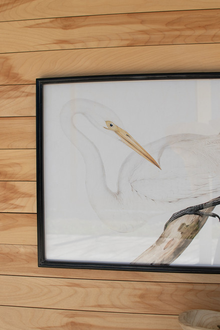 KALALOU CHH1354 SET OF TWO FRAMED HERON PRINTS UNDER GLASS