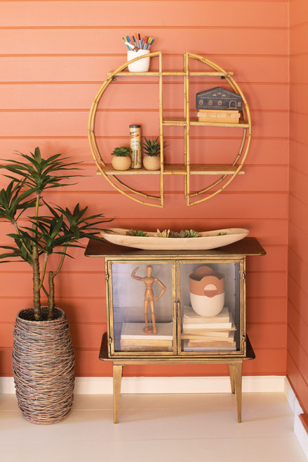 KALALOU CLL2547 ANTIQUE BRASS AND  GLASS TWO DOOR CABINET