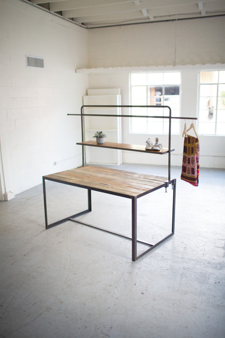 KALALOU CQ7425 IRON AND RECYCLED WOOD DISPLAY TABLE KALALOU CQ7425 IRON AND RECYCLED WOOD DISPLAY TABLE