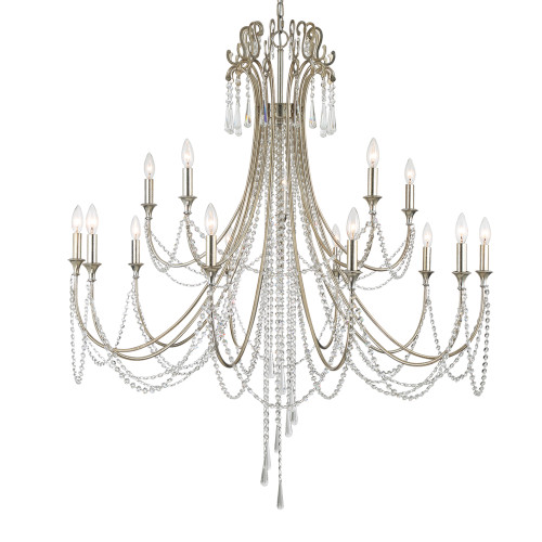 CRYSTORAMA ARC-1919-SA-CL-MWP Arcadia 15 Light Antique Silver Chandelier