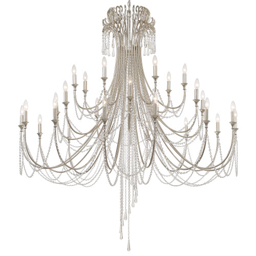 CRYSTORAMA ARC-1929-SA-CL-MWP Arcadia 28 Light Antique Silver Chandelier