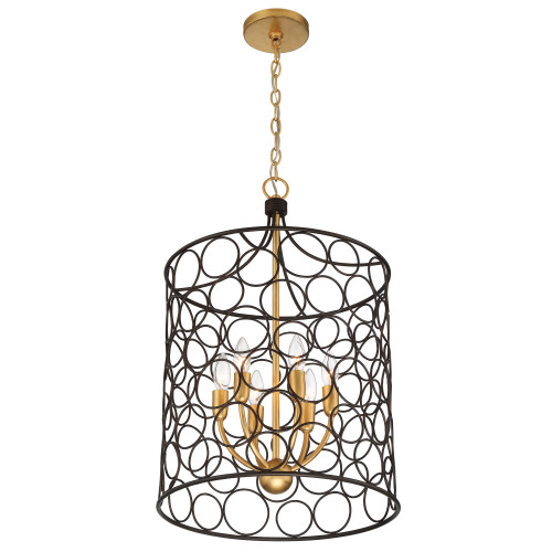 CRYSTORAMA STM-B5106-BZ-GA Stemmons 6 Light Bronze & Antique Gold Lantern