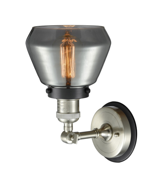 INNOVATIONS LIGHTING 203SN-BPBK-HRBK-G173 Fulton 1 Light Mixed Metals Sconce INNOVATIONS LIGHTING 203SN-BPBK-HRBK-G173 Fulton 1 Light Mixed Metals Sconce