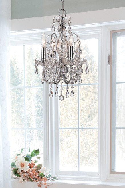 CRYSTORAMA 3224-CH-CL-MWP Imperial 4 Light Clear Crystal Chrome Mini Chandelier I CRYSTORAMA 3224-CH-CL-MWP Imperial 4 Light Clear Crystal Chrome Mini Chandelier I