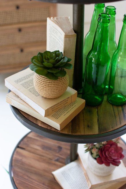 KALALOU CLL2585 FOUR TIERED RECYCLED WOOD AND METAL DISPLAY TOWER