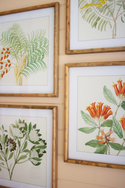 KALALOU CHH1393 SET OF FOUR FLOWER PRINTS UNDER GLASS