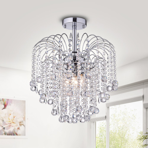 WAREHOUSE OF TIFFANY'S RL4577 Mary 9 in. 4-Light Indoor Chrome Finish Chandelier with Light Kit