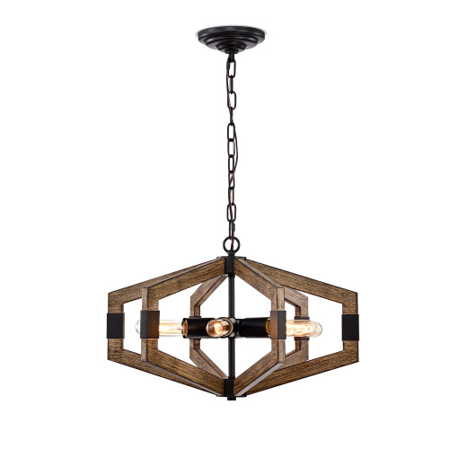 WAREHOUSE OF TIFFANY'S HM201/6IWB Kraven 20 in. 6-Light Indoor Black and Brown Finish Chandelier with Light Kit