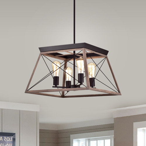 WAREHOUSE OF TIFFANY'S PD003-4IWG Emmett 20 in. 4-Light Indoor Oil Rubbed Bronze Finish Chandelier with Light Kit