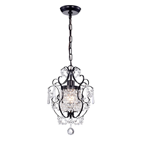 WAREHOUSE OF TIFFANY'S RL4025BL Ava 10 in. 1-Light Indoor Black Finish Chandelier with Light Kit