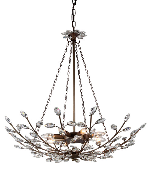 WAREHOUSE OF TIFFANY'S RL8040 Addie 30 in. 8-Light Indoor Chrome Finish Chandelier with Light Kit