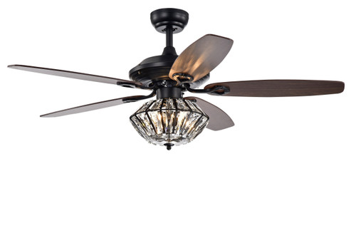 WAREHOUSE OF TIFFANY'S CFL-8366REMO/MB Toshevo 52 in. 3-Light Indoor Black Finish Remote Controlled Ceiling Fan with Light Kit
