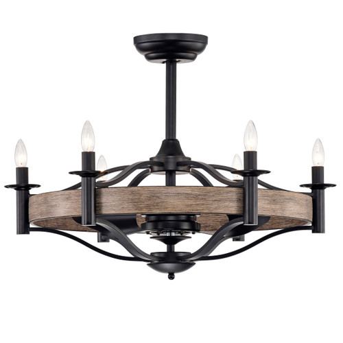 WAREHOUSE OF TIFFANY'S CFL-8466IWG Maysen 32 in. 6-Light Indoor Black Finish Remote Controlled Fandelier Ceiling Fan with Light Kit WAREHOUSE OF TIFFANY'S CFL-8466IWG Maysen 32 in. 6-Light Indoor Black Finish Remote Controlled Fandelier Ceiling Fan with Light Kit