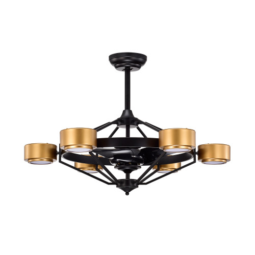 WAREHOUSE OF TIFFANY'S CFL-8495/MG Larissa 37 in. 6-Light Indoor Matte Black and Gold Finish Ceiling Fan with Light Kit