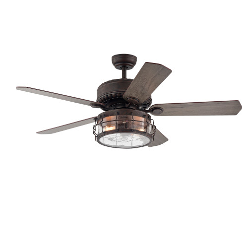 WAREHOUSE OF TIFFANY'S CFL-8435REMO/MB Bobet 52 in. 2-Light Indoor Bronze Finish Remote Controlled Ceiling Fan with Light Kit