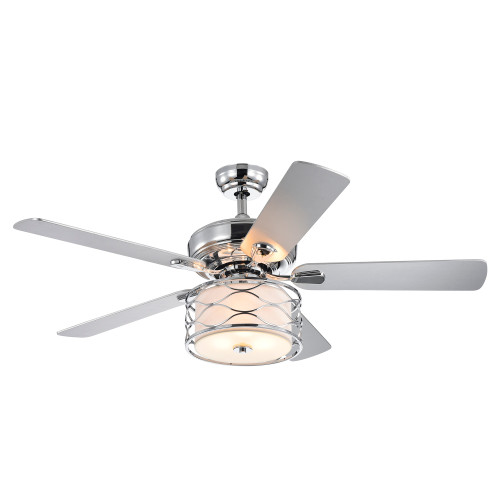 WAREHOUSE OF TIFFANY'S CFL-8432REMO/CH Moira 52 in. 3-Light Indoor Chrome Finish Remote Controlled Ceiling Fan with Light Kit