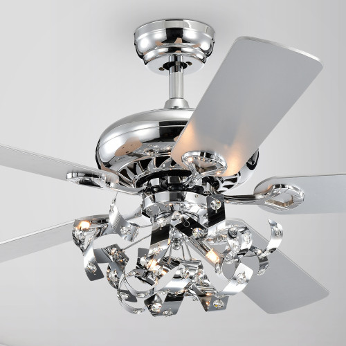 WAREHOUSE OF TIFFANY'S CFL-8446REMO/CH Maree 52 in. 3-Light Indoor Chrome Finish Remote Controlled Ceiling Fan with Light Kit