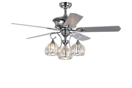 WAREHOUSE OF TIFFANY'S CFL-8332REMO Mavyn 52 in. 3-Light Indoor Chrome Finish Remote Controlled Ceiling Fan with Light Kit