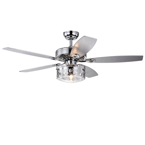 WAREHOUSE OF TIFFANY'S CFL-8414REMO/CH Pamerine 52 in. 1-Light Indoor Chrome Finish Remote Controlled Ceiling Fan with Light Kit