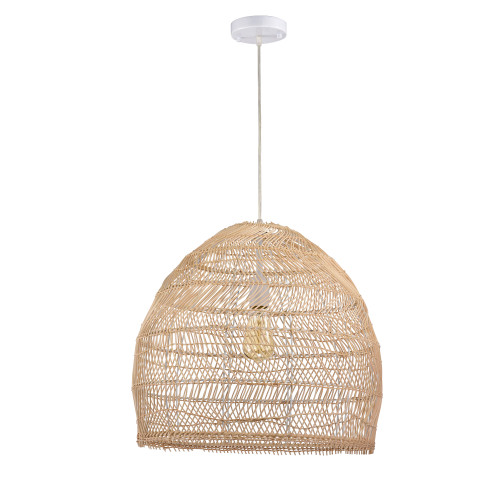 WAREHOUSE OF TIFFANY'S IMP731A/1 Blanc Cream 1-Light Rattan Dome Basket Pendant Light WAREHOUSE OF TIFFANY'S IMP731A/1 Blanc Cream 1-Light Rattan Dome Basket Pendant Light