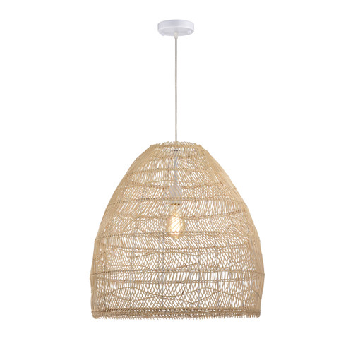 WAREHOUSE OF TIFFANY'S IMP733A/1 Luka Cream 1-Light Rattan Dome Basket Pendant Light