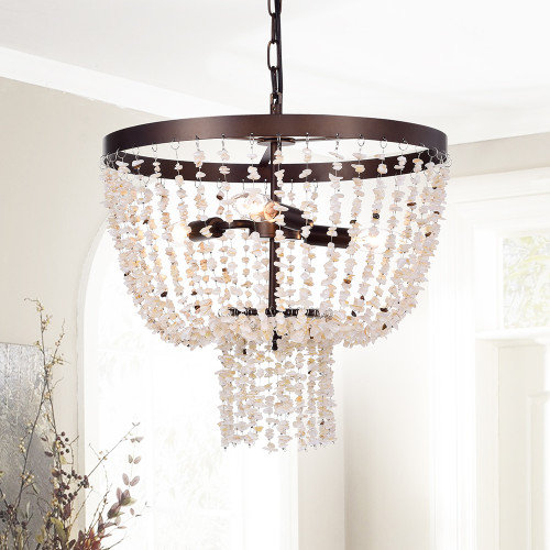 WAREHOUSE OF TIFFANY'S RL8271AB Teriz 19 in. 3-Light Indoor Bronze Finish Chandelier with Light Kit