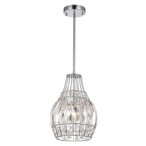 WAREHOUSE OF TIFFANY'S RL8314CH Claudia 7 in. 1-Light Indoor Chrome Finish Chandelier with Light Kit