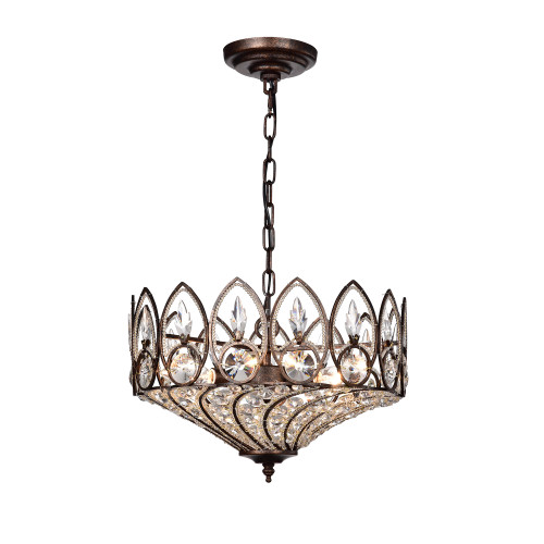 WAREHOUSE OF TIFFANY'S HM063/3 Fridrick 15 in. 3-Light Indoor Bronze Finish Pendant Lamp with Light Kit WAREHOUSE OF TIFFANY'S HM063/3 Fridrick 15 in. 3-Light Indoor Bronze Finish Pendant Lamp with Light Kit