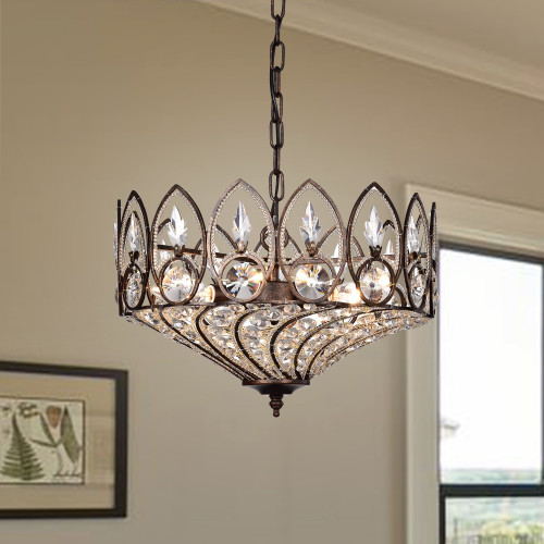 WAREHOUSE OF TIFFANY'S HM063/3 Fridrick 15 in. 3-Light Indoor Bronze Finish Pendant Lamp with Light Kit WAREHOUSE OF TIFFANY'S HM063/3 Fridrick 15 in. 3-Light Indoor Bronze Finish Pendant Lamp with Light Kit