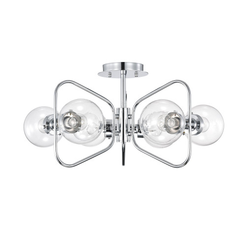 WAREHOUSE OF TIFFANY MX45/6CH Elaina 6-Light Geometric Metal Frames Semi-Flush Mount with Glass Globe Shades WAREHOUSE OF TIFFANY MX45/6CH Elaina 6-Light Geometric Metal Frames Semi-Flush Mount with Glass Globe Shades