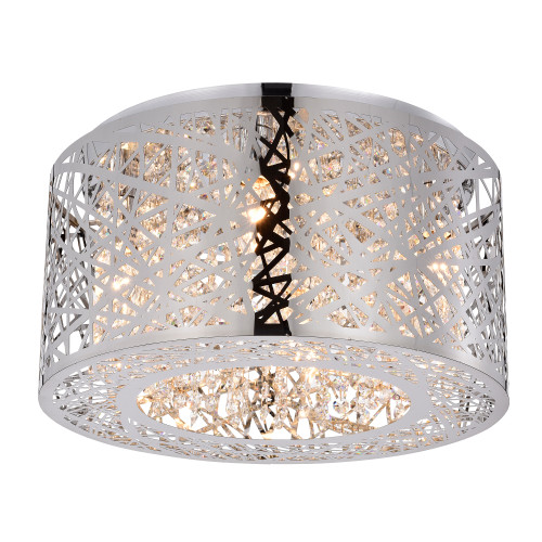 WAREHOUSE OF TIFFANY'S MX32/4CH Braydon Chrome 4-Light Metal Drum Flush Mount