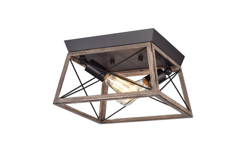 WAREHOUSE OF TIFFANY'S CD003-2IWG Podell Oil Rubbed Bronze 2-Light Open-Cage Metal Flush Mount