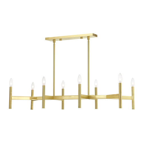 LIVEX LIGHTING 51178-12 Satin Brass 8-Light Linear Chandelier