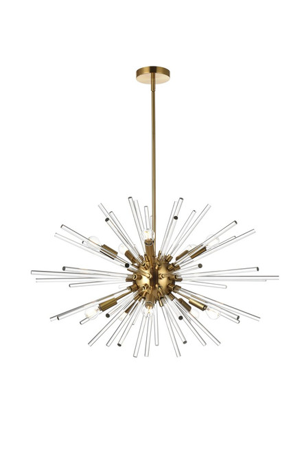 Elegant Lighting 2502D32SG Sienna 32 inch crystal rod pendant in gold