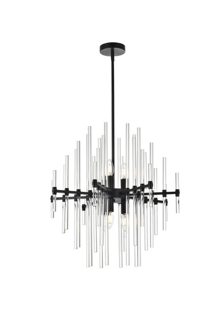 Elegant Lighting 2502D23BK Sienna 23 inch crystal rod pendant in black